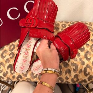 Red Designer Slide Sandals